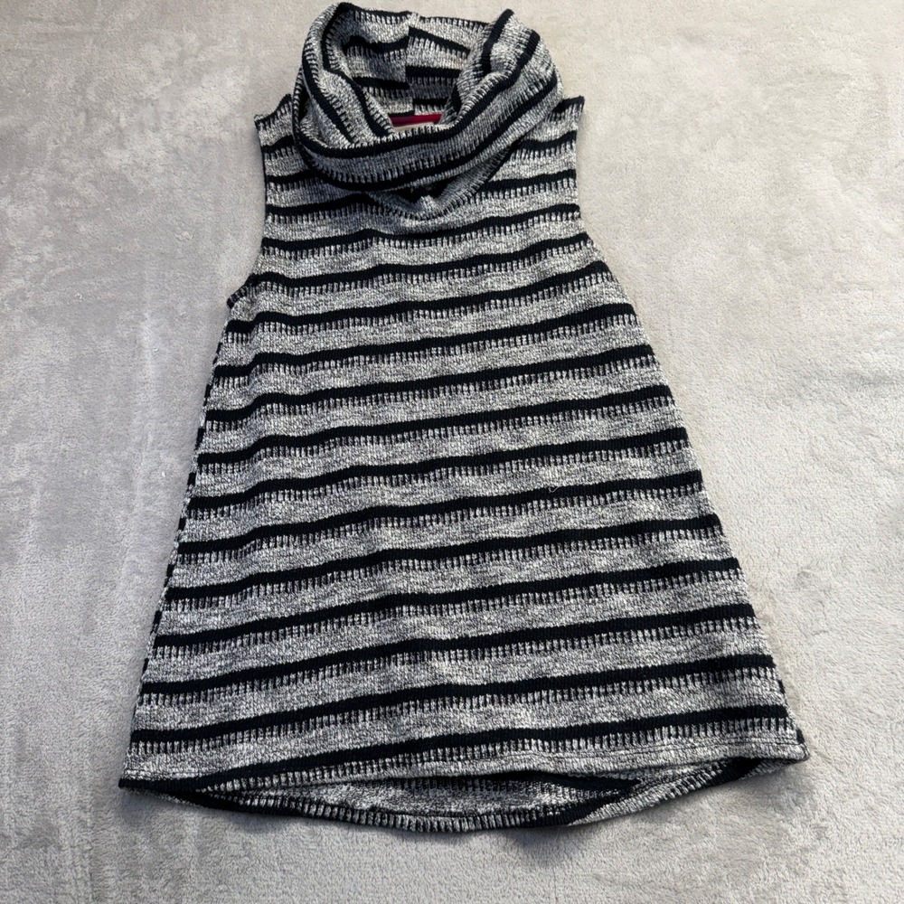 Dolan Left Coast Shirt Women's XS Sleeveless Cowl Neck Top Black Gray Striped